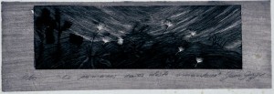 "Os Primeiros Raios deste Amanhecer", Yara Guasque, 1979, Florianópolis/SC, xilogravura sobre papel, 23 x 37,3 cm