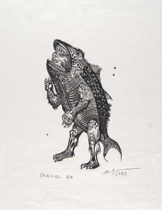 "Incubo e Súcubo #2 (impressão parcial)", Marcelo Grassmann, 1953, São Paulo/SP, xilogravura sobre papel, 42,2 x 35 cm