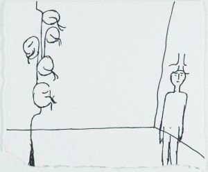 Sem Título [da Série "Mergulho"], Luiz Rodolfo Annes, 2004, Curitiba/PR, Nanquim sobre papel, 14,8 x 17,6 cm