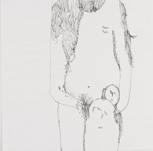Sem Título, da Série "O Homem Permanecido", Luiz Rodolfo Annes, 2003, Curitiba/PR, nanquim sobre papel, 15,8 x 15,7 cm