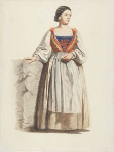 Estudo de Traje Italiano, Victor Meirelles de Lima, circa 1853/1856, Itália, Aquarela sobre papel, 27,4 x 20,6 cm