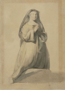 Estudo de Traje Italiano, Victor Meirelles de Lima, circa 1853/1856, Itália, Aquarela sobre papel, 26,9 x 20,1 cm