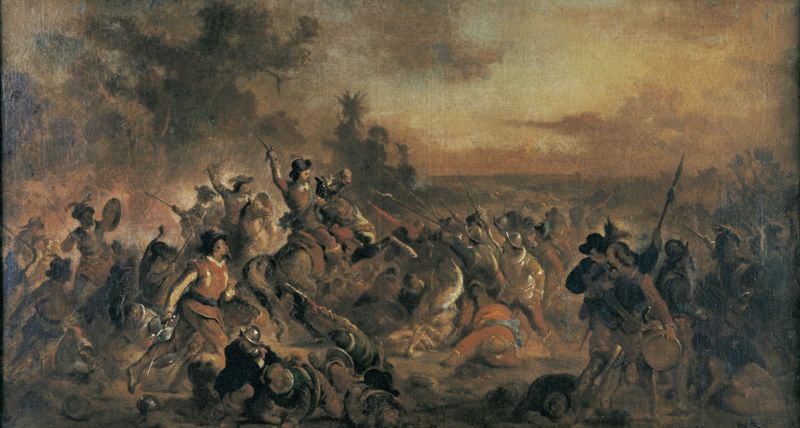 Esboceto para "Batalha dos Guararapes", Victor Meirelles de Lima, circa 1874/1878, Rio de Janeiro/RJ, Óleo sobre tela, 54,0 x 100,0 cm