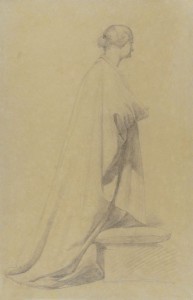 Estudo de Panejamento, Victor Meirelles de Lima, circa 1854/1856, Itália, Grafite sobre papel, 36,8 x 23,7 cm