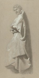 Estudo de Panejamento, Victor Meirelles de Lima, circa 1854/1856, Itália, Crayon, giz e guache sobre papel, 37,7 x 19,0 cm