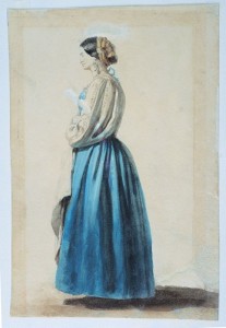 Estudo de Traje Italiano, Victor Meirelles de Lima, circa 1853/1856, Itália, Aquarela sobre papel, 26,9 x 17,9 cm