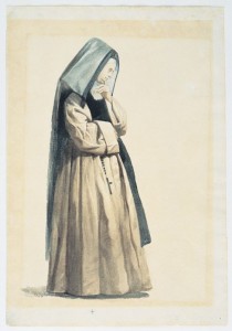 Estudo de Traje Italiano, Victor Meirelles de Lima, circa 1853/1856, Itália, Aquarela sobre papel, 28,8 x 19,8 cm