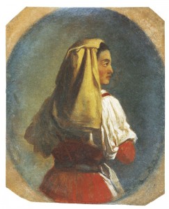 Estudo de Traje Italiano, Victor Meirelles de Lima, circa 1853/1856, Itália, Óleo sobre papel, 20,9 x 16,6 cm