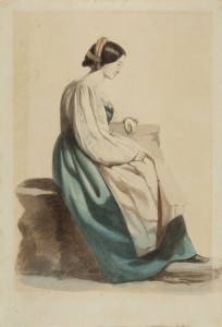 Estudo de Traje Italiano, Victor Meirelles de Lima, circa 1853/1856, Itália, Aquarela sobre papel, 30,7 x 21,2 cm