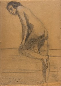 Estudo de Nu Masculino, Eliseu D'Angelo Visconti, 1893/1894, Paris, França, Grafite sobre papel, 44,3 x 32,3 cm
