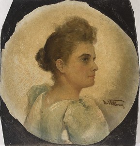 Cabeça de Mulher, Décio Rodrigues Villares, s/d, s/i, Óleo sobre cartão, 19,9 x 18,9 cm