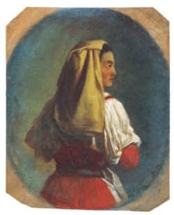 Victor Meirelles, Estudo de Traje Italiano, circa 1854-1856, óleo sobre papel, 20,6 x 16,6 cm.